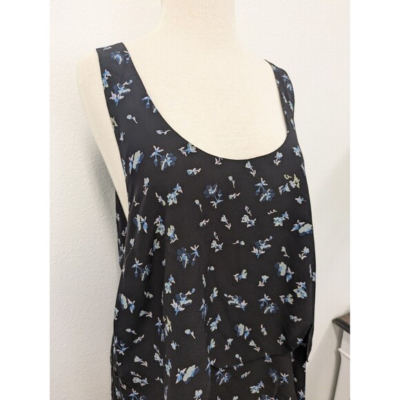 Joie Black Floral Print Scallop Tiered 100% Silk Tank Top sz L Coquette Whimsy - Picture 2 of 9